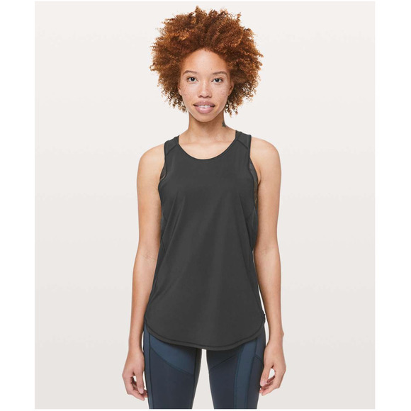 Lululemon High Neck Mesh Run Tank Black 4 NWOT - Picture 2 of 10